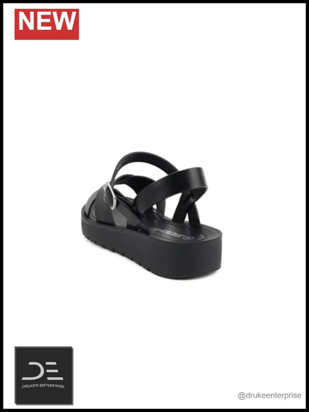 Women Flatform Sandals Ankle Buckle Criss Cross Band Straps Vegan Leather